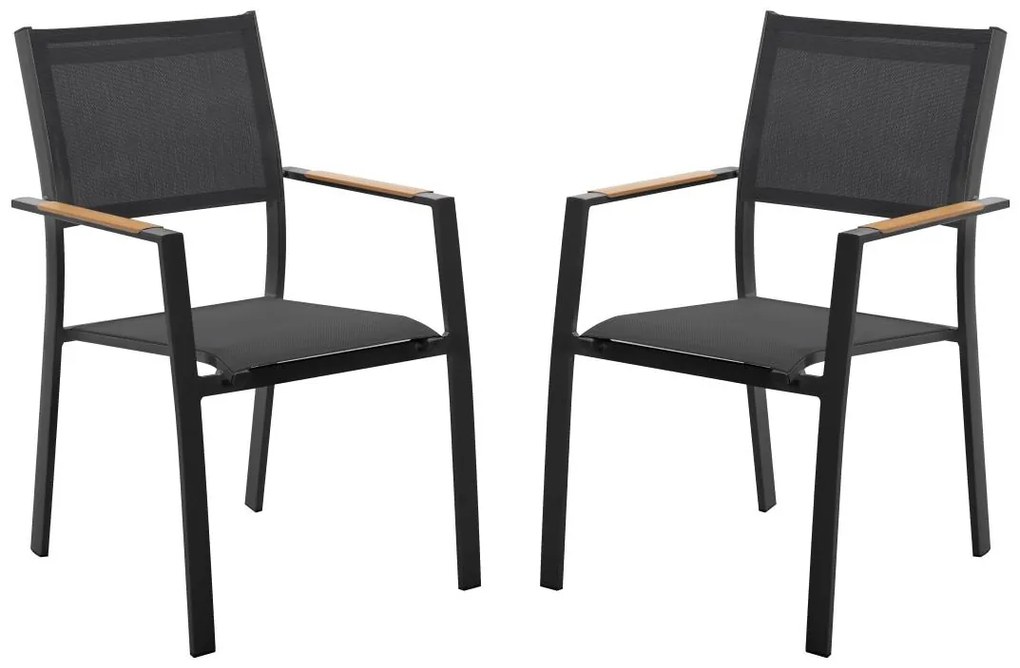 Zestaw 2 foteli ogrodowych sztaplowanych z aluminium i tekstylenu - Antracytowy - MACILA marki MYLIA