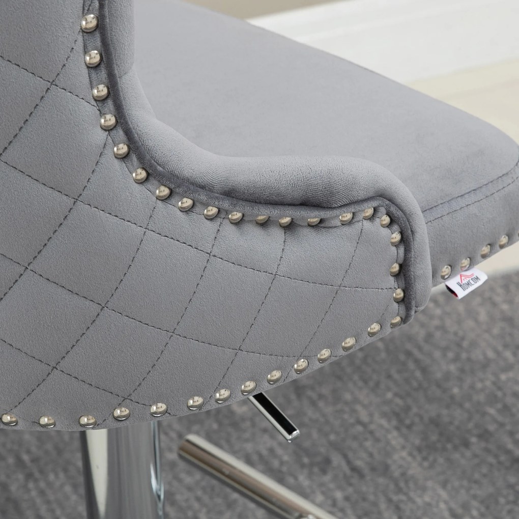 HOMCOM Zestaw 2 taboretów barowych regulowana wysokość obrotowe siedzisko stylowe i wygodne szare | Aosom PL