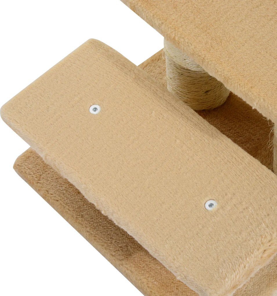 PawHut Drapak Schodki dla Kota Psa 3 Stopnie Beżowe 45x35x34cm Stabilne i Bezpieczne | Aosom PL