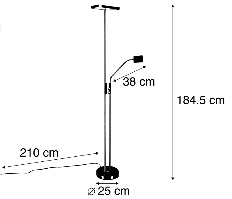 Nowoczesna lampa stojąca czarna z diodą LED i ściemniaczem z lampką do czytania - Jazzy Nowoczesny Oswietlenie wewnetrzne