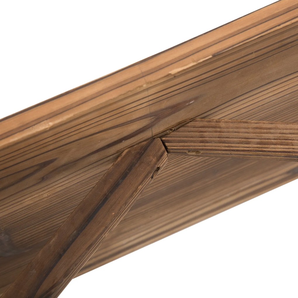 Outsunny Wygodna Ławka Ogrodowa z Podłokietnikami - Lite Drewno, Brązowa, 114x58x80cm - Solidny Mebel na Taras