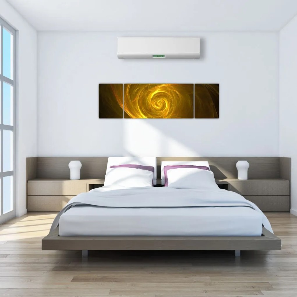 Obraz abstrakcyjnej żółtej spirali (170x50 cm)
