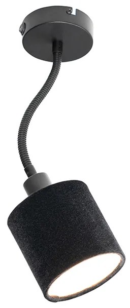 Lampa ścienna czarna z kloszem czarnym przełącznikiem i elastycznym ramieniem - Merwe Nowoczesny Oswietlenie wewnetrzne