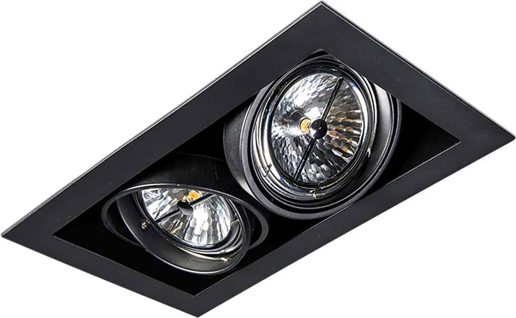 Zestaw 12 wpuszczanych reflektorów czarnych AR111 regulowanych 2-światłowych - Oneon