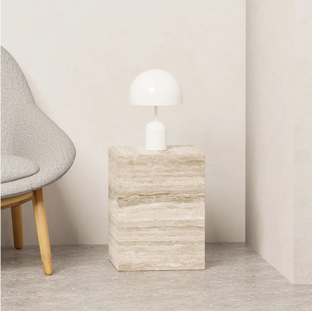 Stolik pomocniczy z trawertynu – beżowy – Dove Low