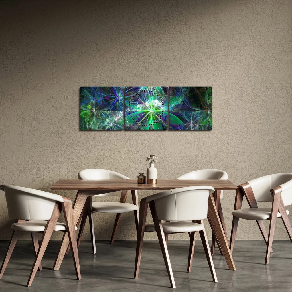 Obraz - Abstrakcyjne kształty geometryczne (z zegarem) (90x30 cm)