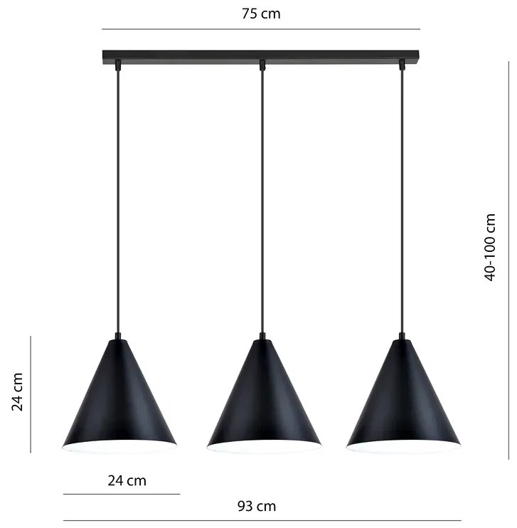 Czarno-złota wisząca lampa nad stół - D122 Eferos 4X