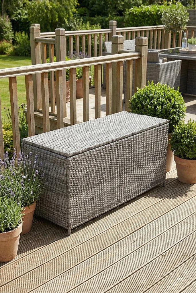 Szara prostokątna skrzynia do ogrodu G0-F36