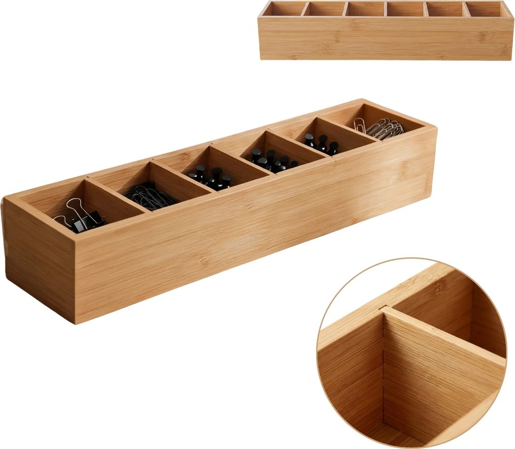 Organizer biurkowy bambusowy, 38 x 8 x 7 cm