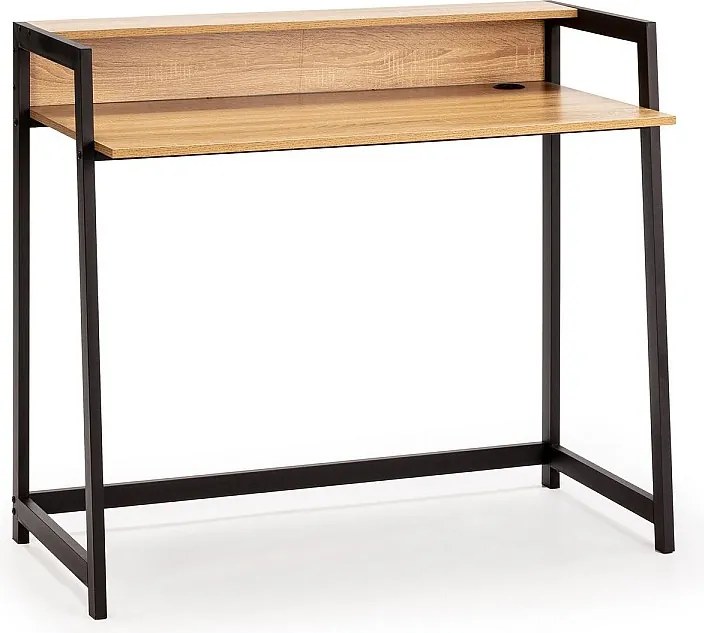 Biurko kolumnowe Naia w kolorze czarnym, 1 półka, styl przemysłowy, długość 105 cm.