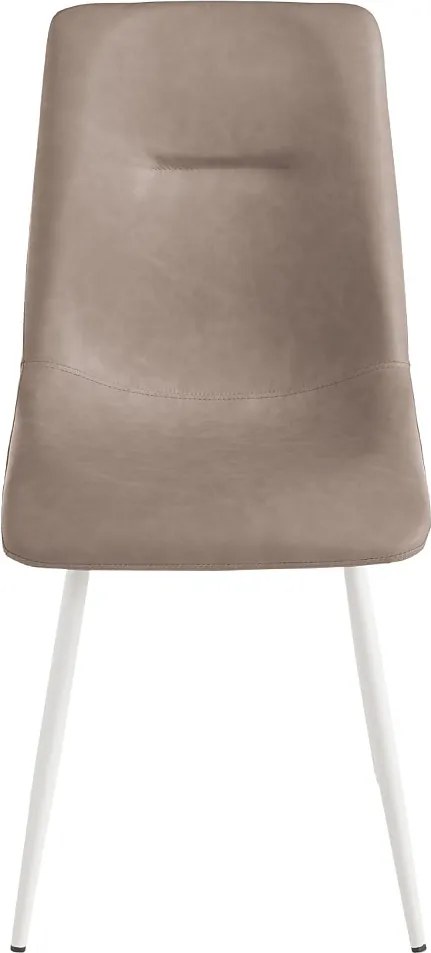 Komplet 2 krzeseł tapicerowanych "Zaren" ze skóry ekologicznej w kolorze gołębiej szarości z białą strukturą cm 45x59 90h