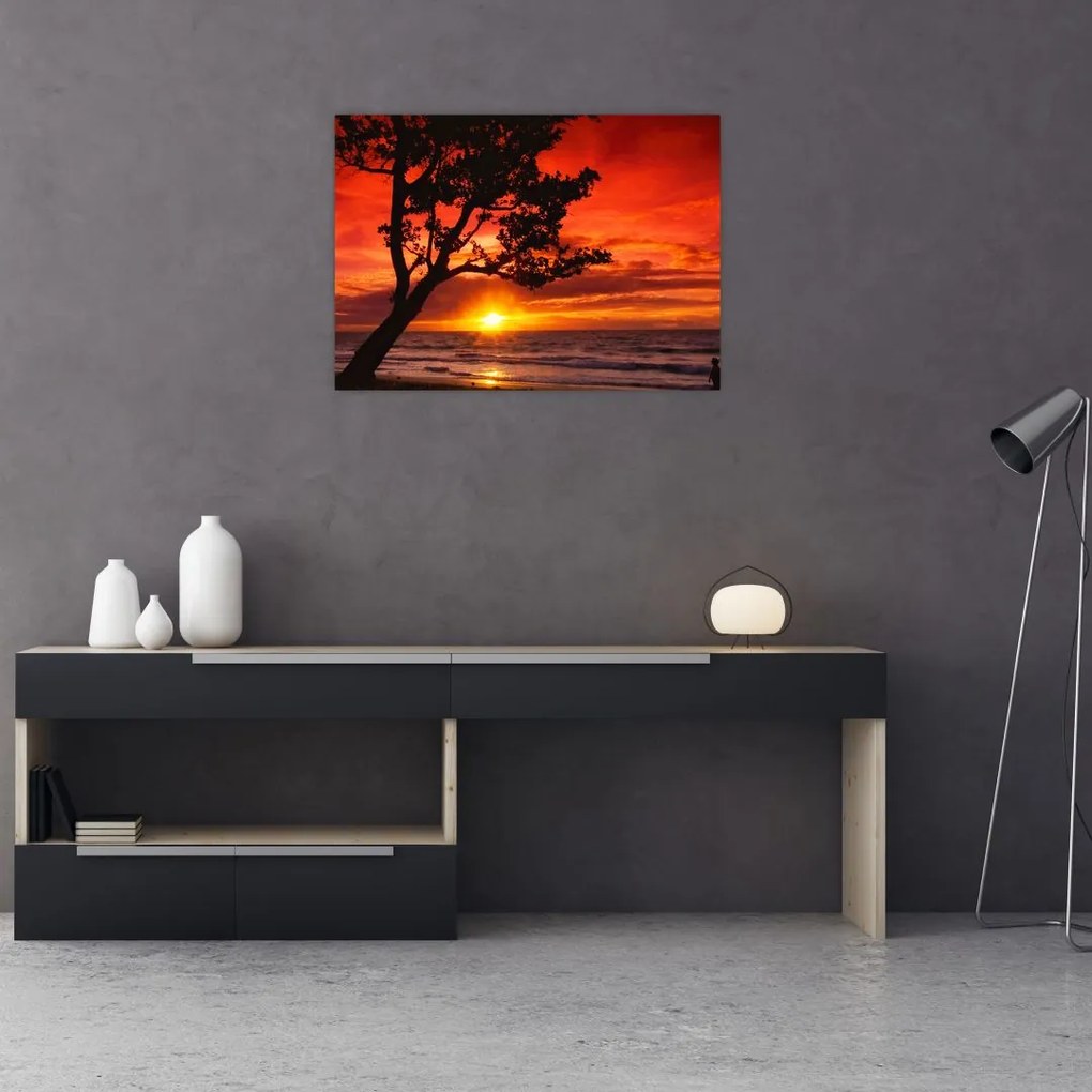 Obraz na szkle - Zachód słońca (70x50 cm)