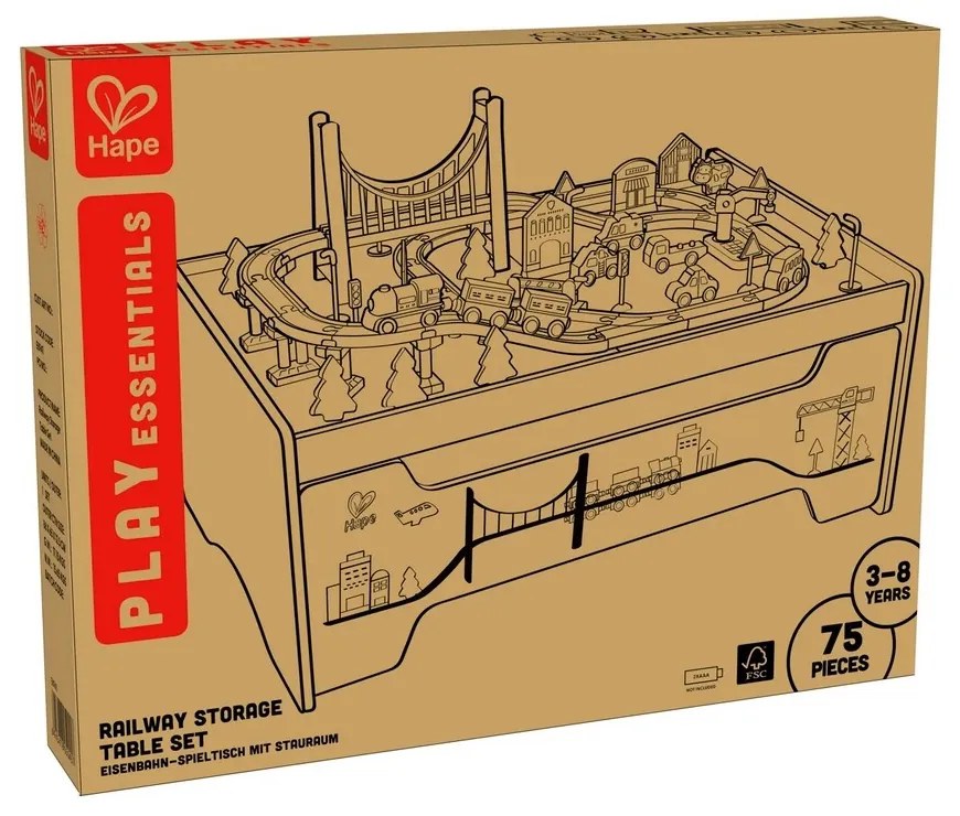 Hape Stolik do zabawy ze schowkiem i kolejką