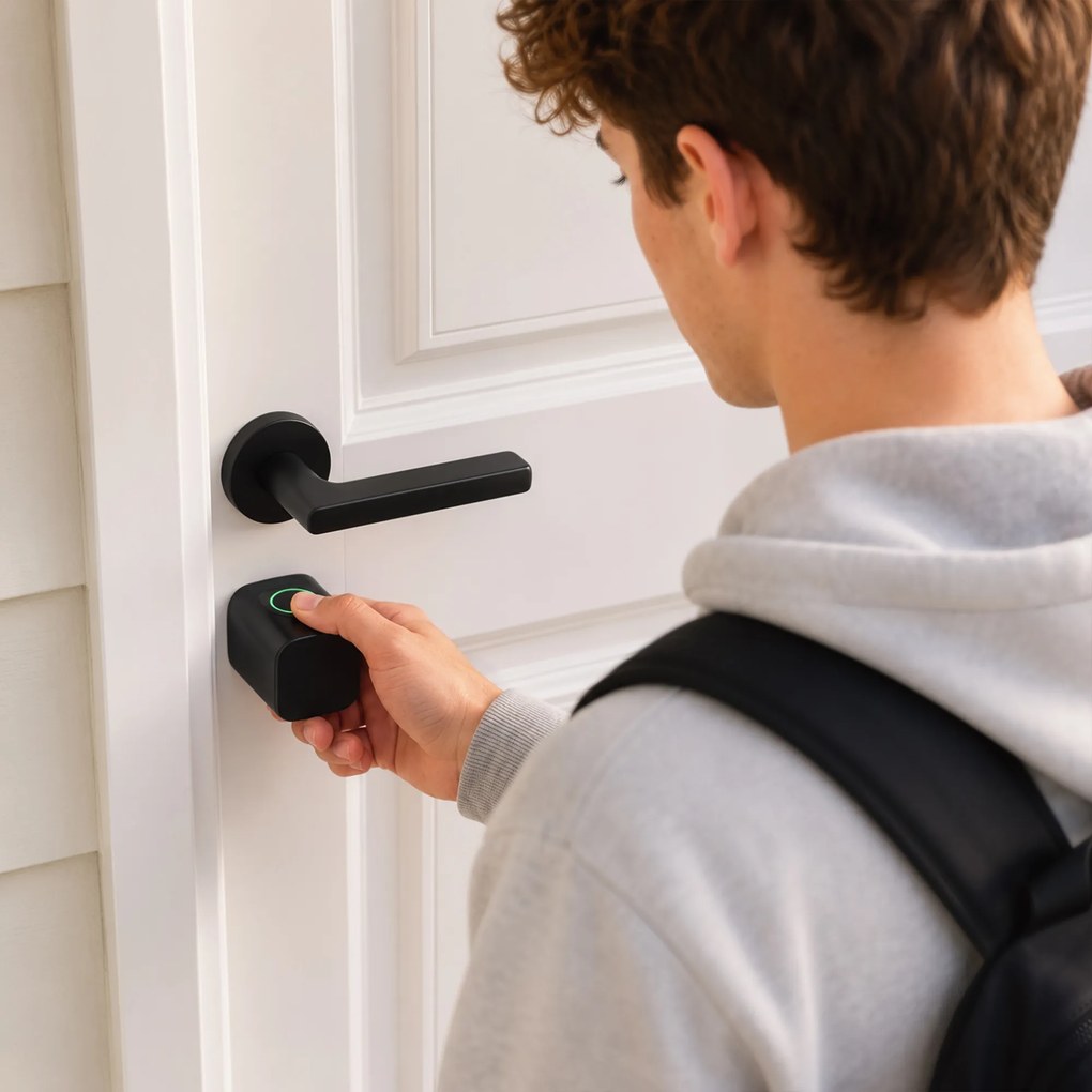HOMCOM Inteligentny cylinder drzwiowy, 5 w 1 z odciskiem palca, kodem, aplikacją, kartą NFC i kluczem, współdzielony dostęp, cylinder Bluetooth | Aosom PL
