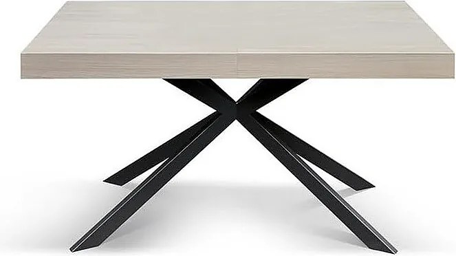 Stół drewniany, wykończenie perłowy wiąz, antracytowa podstawa X, rozkładany 160x90 - CAMAIORE