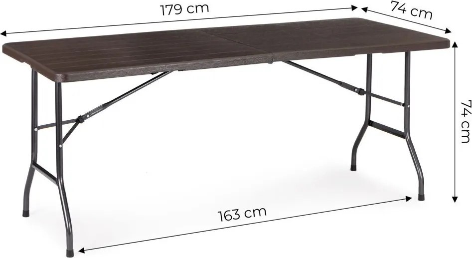 Składany stół cateringowy imitacja drewna Party 180 cm, brązowy