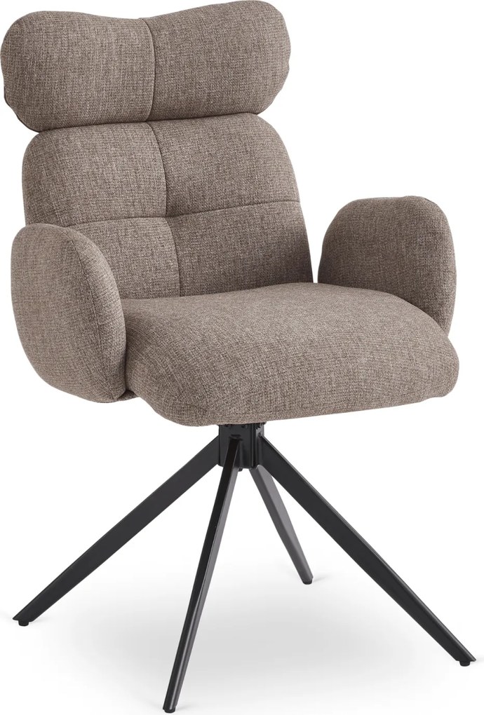 Krzesło Tapicerowane Obrotowe ALVARO Brązowe Nowoczesne