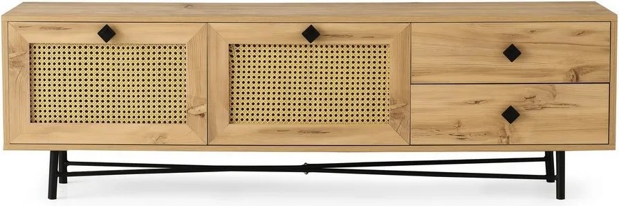 Szafka pod telewizor Hapsiyas w kolorze dębu iczerni