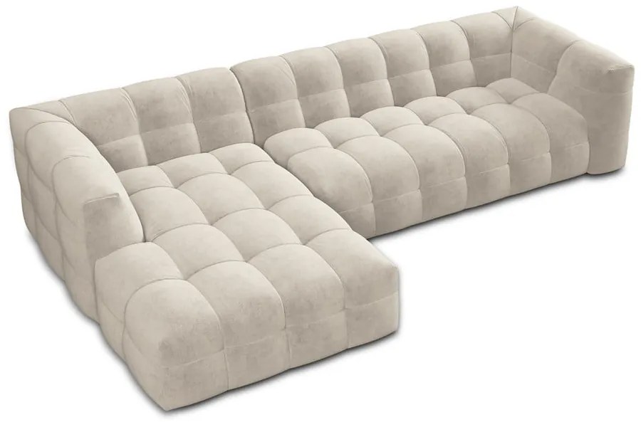 Beżowy aksamitny narożnik Windsor &amp; Co Sofas Vesta, lewostronny