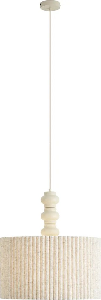 Lampa wisząca Japandi beżowa z lnianym abażurem 50 cm - Fedde
