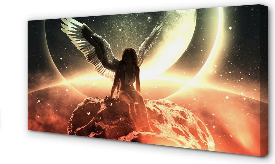 Duży obraz na płótnie Kobieta ze Skrzydłami na Księżycu