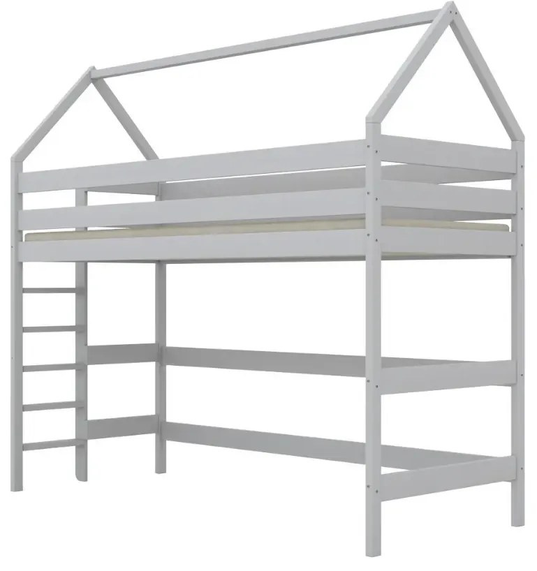 Łóżko piętrowe domek TOBI 1 200x80 białe drewniane KOCOT KIDS