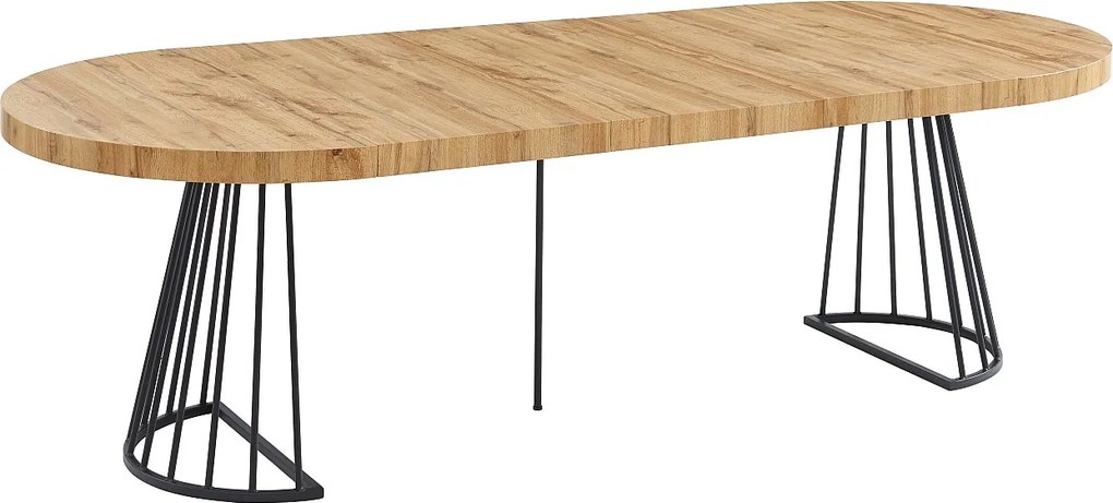 Rozkładany stół jadalniany  2-12-osobowy z MDF i stali – kolor naturalny i czarny – FIRELA