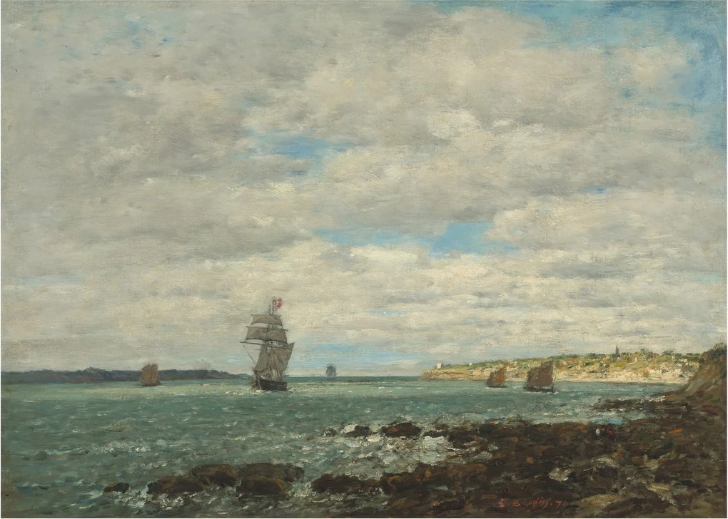 Obraz na szkle - Eugène Boudin, Coast of Brittany, reprodukcje (70x50 cm)
