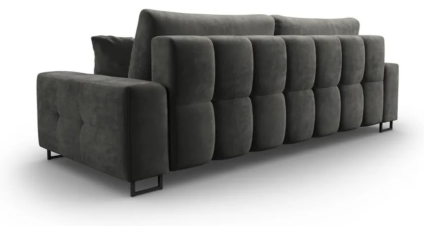 Szara aksamitna rozkładana sofa ze schowkiem 250 cm Wicklow – Cosmopolitan Design
