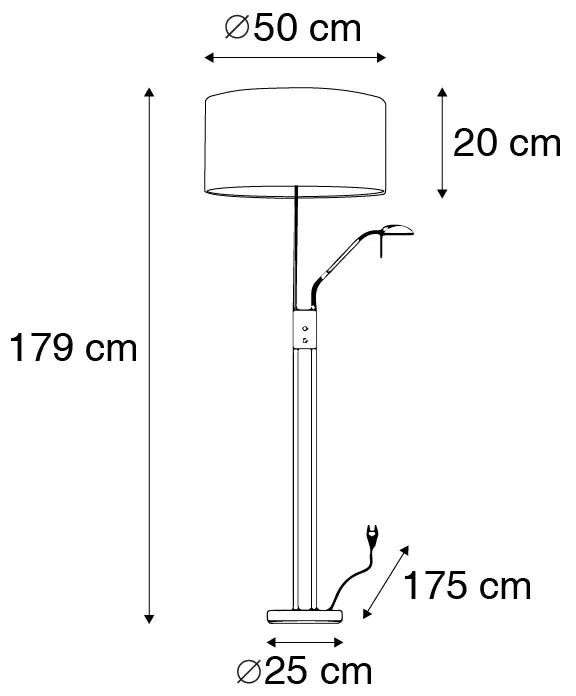 Lampa podłogowa ze stali i biała z regulowanym ramieniem do czytania - Luxor