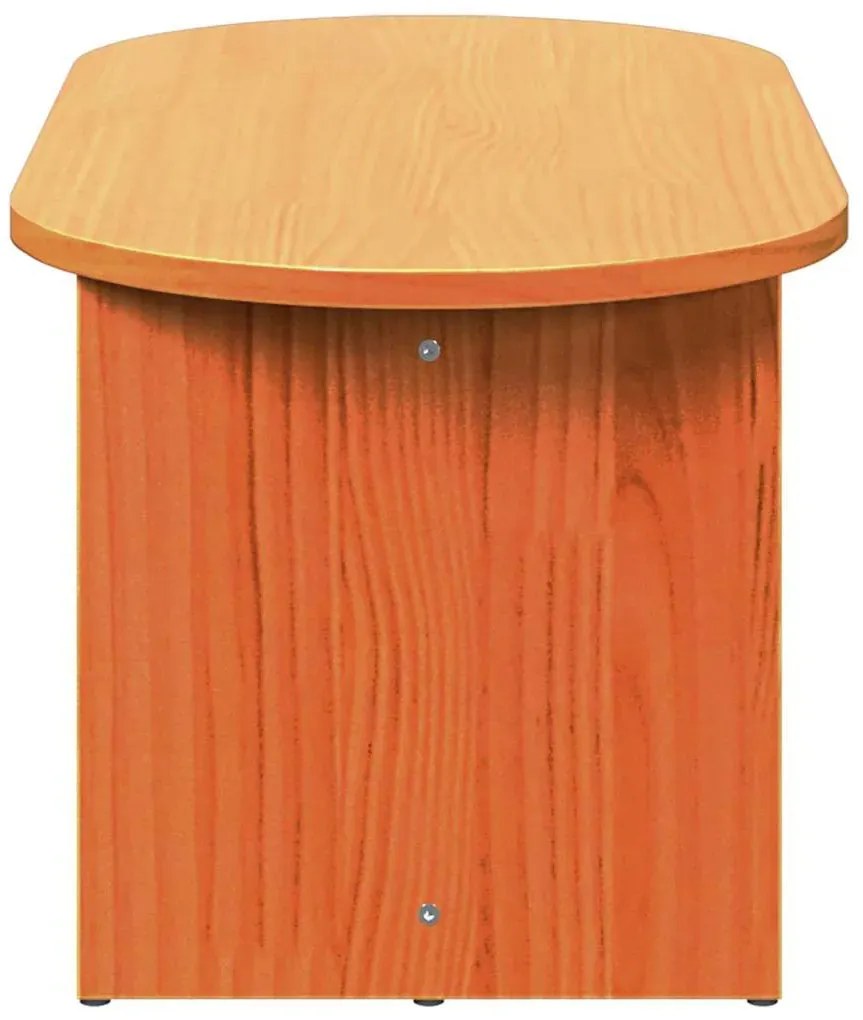 Brązowy drewniany stolik kawowy owalny woskowy brąz N3-E11