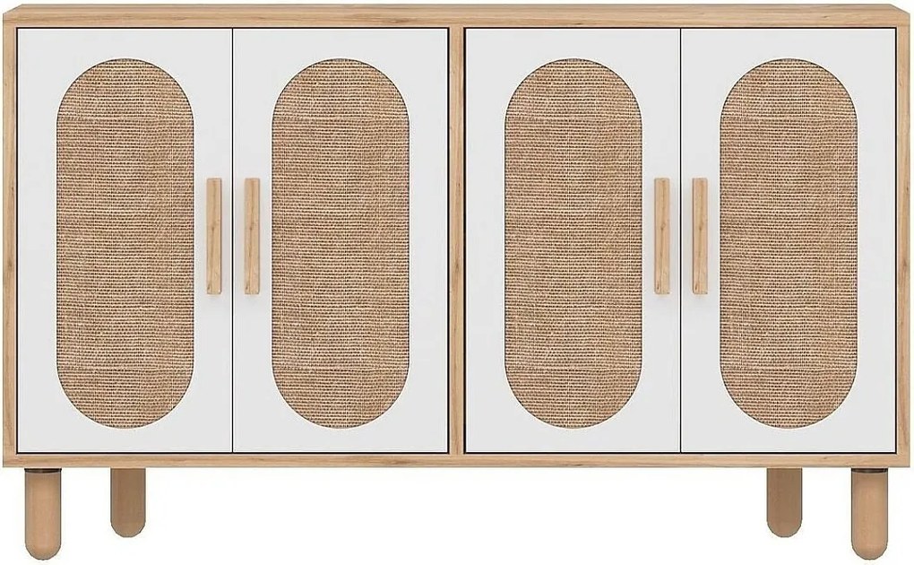 Komoda z płyty wiórowej pokrytej melaminą – 120 cm x 73 cm x 30 cm – dąb szafirowy i orzech