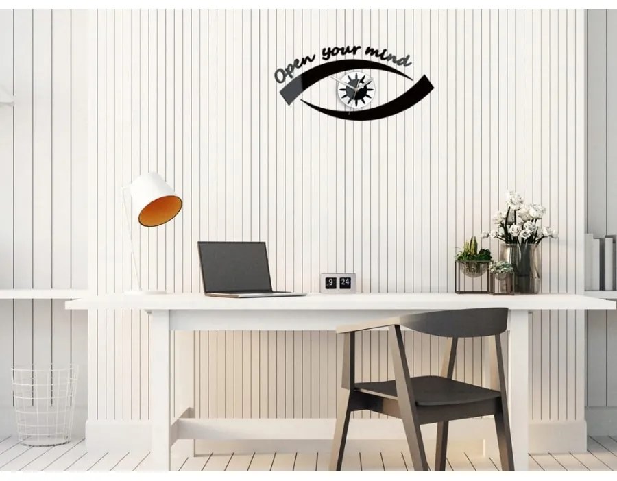 Nowoczesny zegar ścienny z napisami stylowy w kształcie oka akrylowy cichy