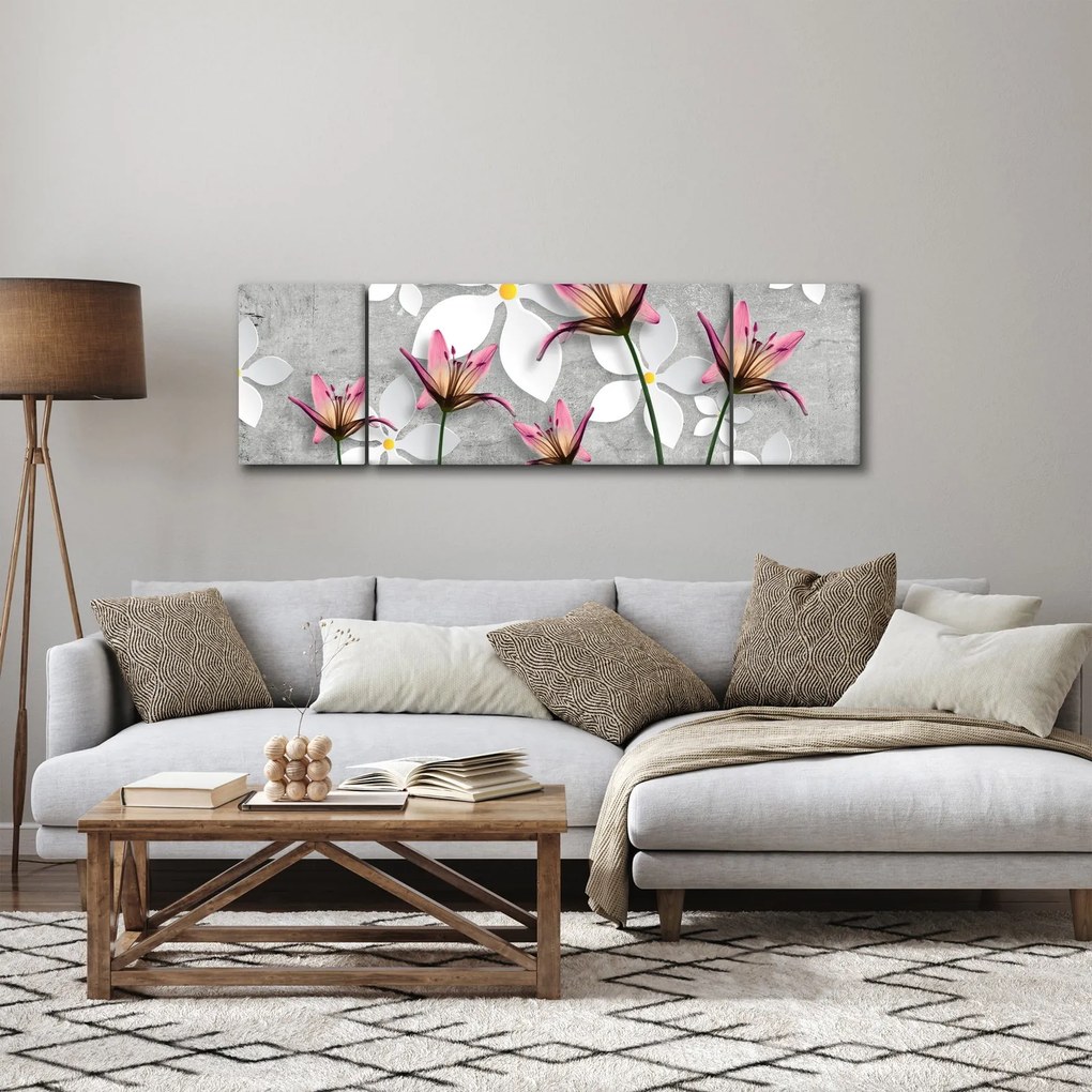 Obraz kwiatowej abstrakcji (170x50 cm)