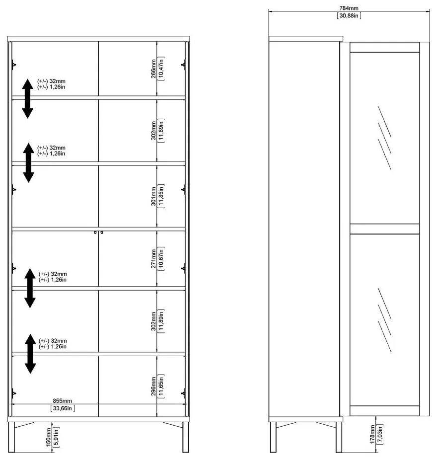 Czarno-naturalna witryna w dekorze orzecha 89x203x36 cm Roomers – Tvilum