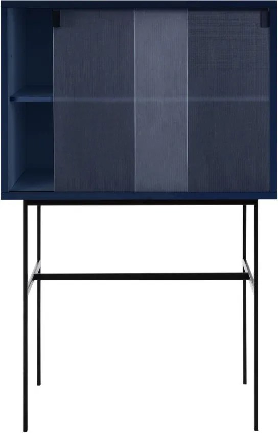 Ciemnoniebieska witryna z drzwiami przesuwnymi 70x109x40 cm Lekko – noo.ma