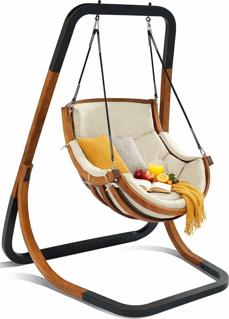 Beżowa nowoczesna huśtawka na balkon D8-W26