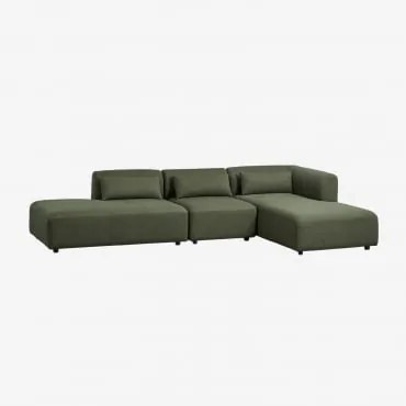 Sofa Modułowy Z Prawym Szezlongiem, 3-częściowy Z Otomanką Fogler Tkanina Baranek Boucle Żółty Curri - Sklum