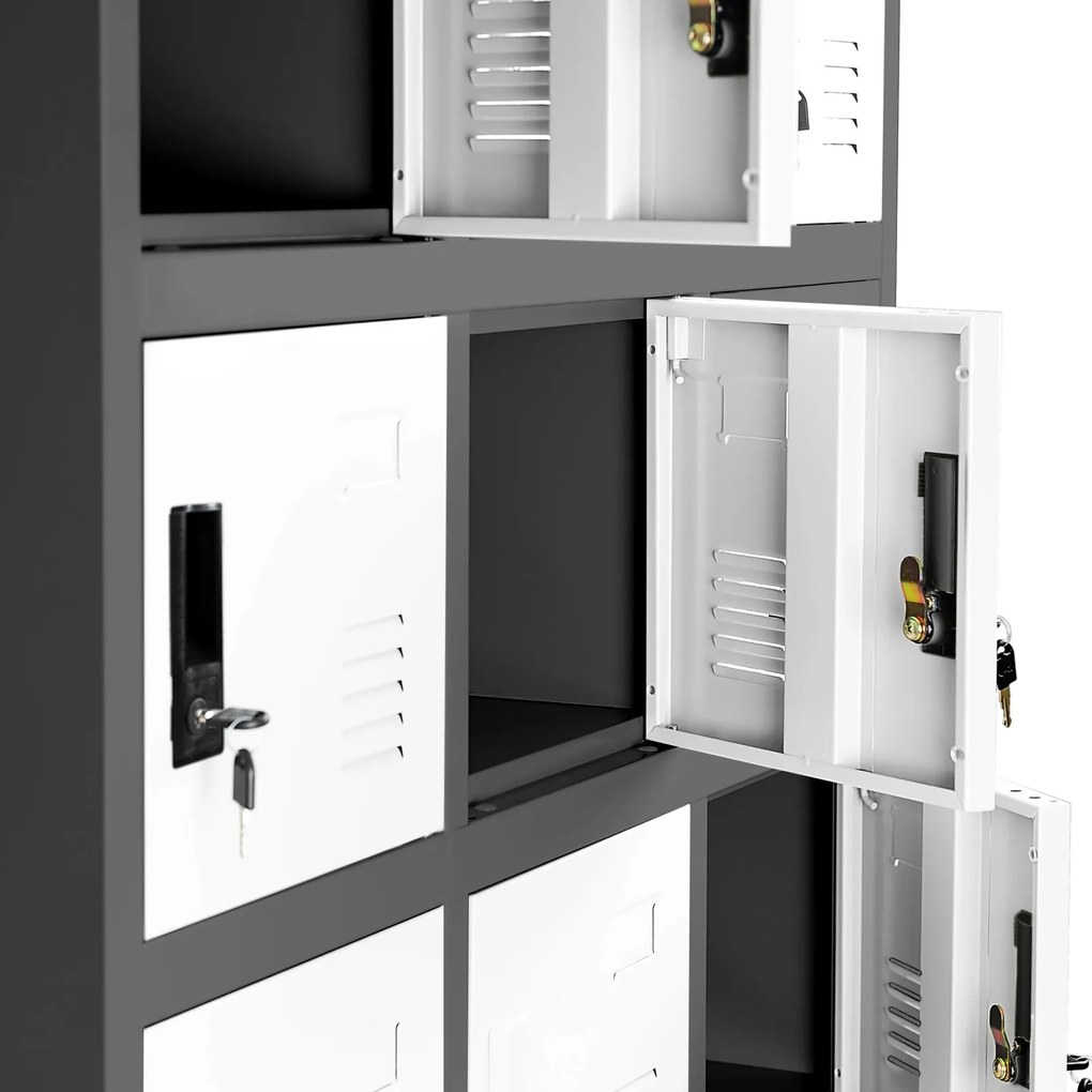 Szafa skrytkowa zamykana na klucz Karol 90x40x185 cm antracyt/biały