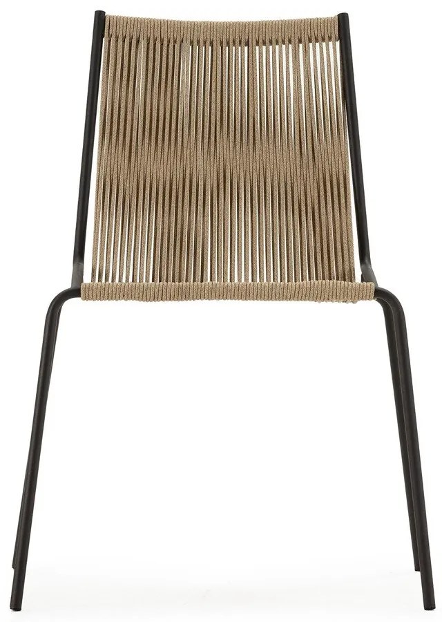 Beżowe metalowe krzesła zestaw sztaplowane 2 szt. Emily – Marckeric