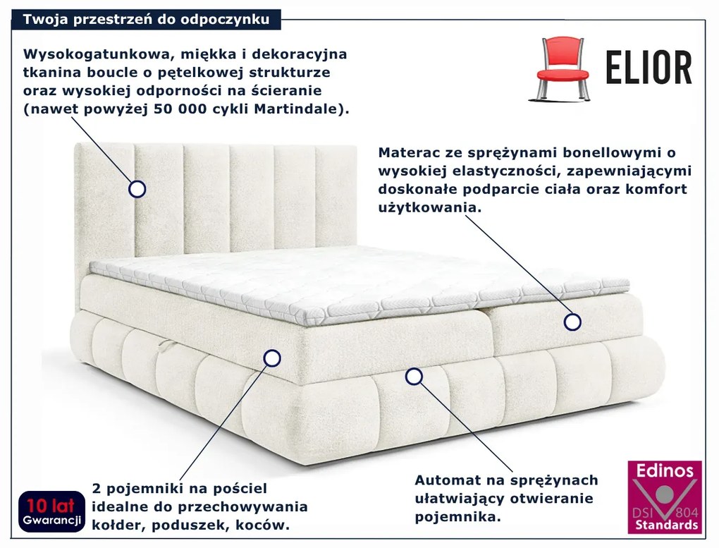 Kremowe tapicerowane łóżko kontynentalne 5 rozmiarów A4-M39