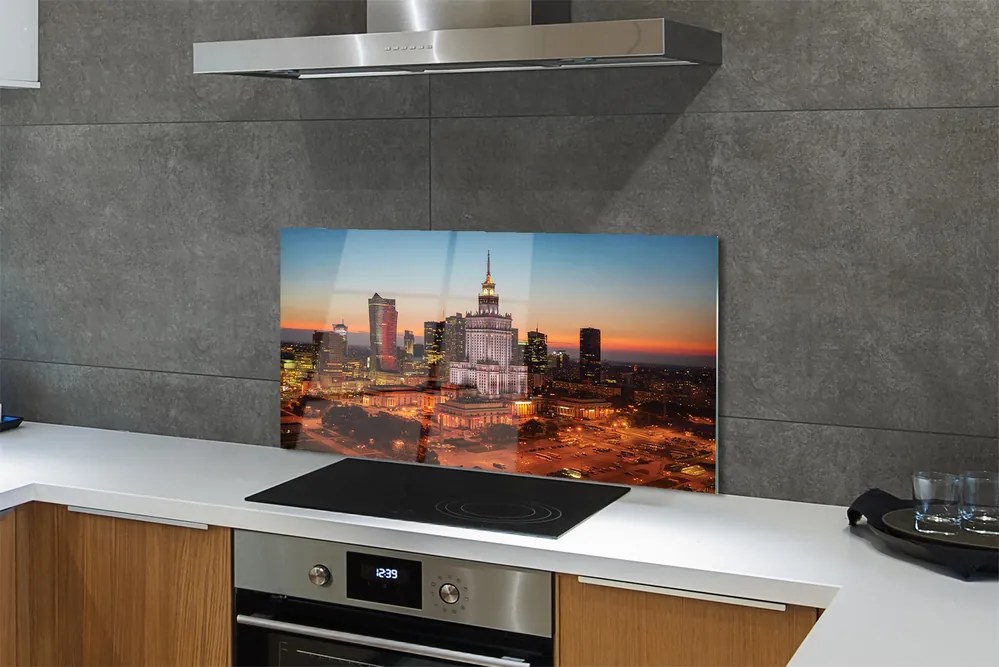 Panel Szklany Nocne Światła Warszawy