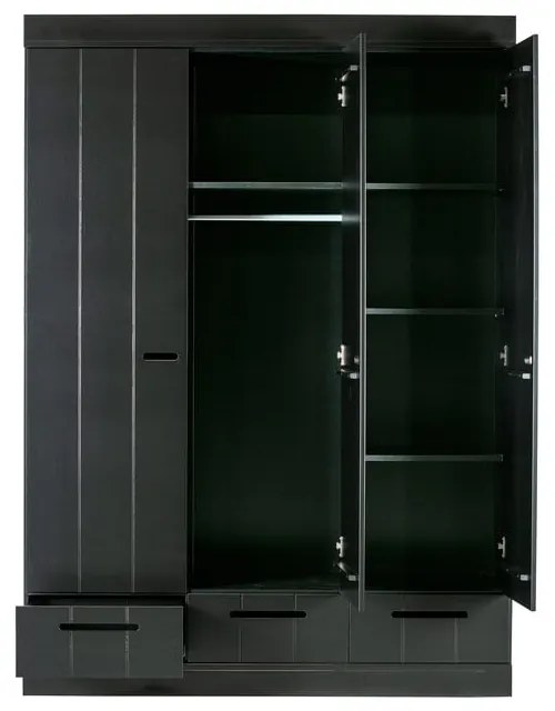 Czarna szafa z konstrukcją z drewna sosnowego WOOOD Connect, szer. 140 cm