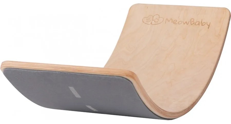 Deska do balansowania z filcem 80x30cm dla dzieci. balance board naturalny z filcem szarym autostrada - meowbaby®