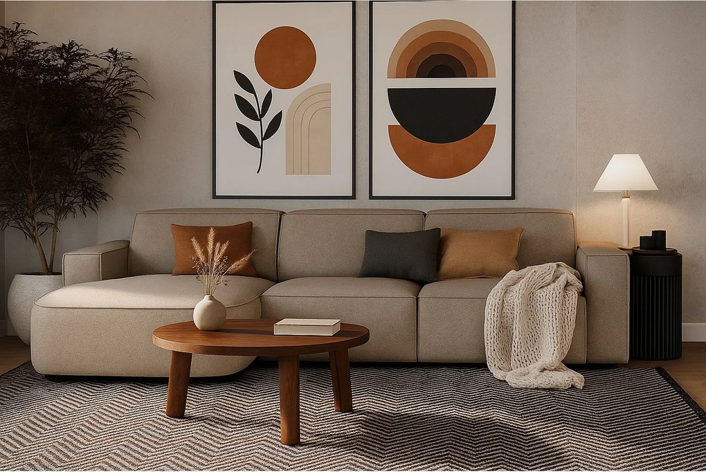 Narożnik modułowy Cursal B lewostronny – sofa narożna 282 × 166 cm, beige Raven 30, nowoczesny design