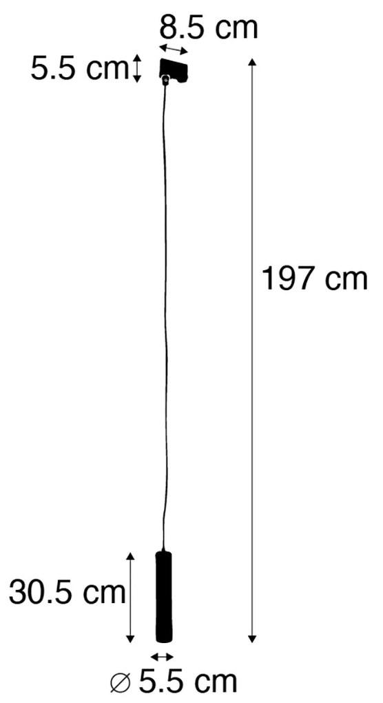 Designerska Lampa Wisząca Biała z Adapterem do Szyny 3-Fazowej - 3-Fazowa Tuba Small