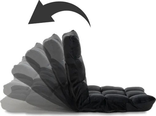 Czarny fotel podłogowy Relax Lounger, welur, 5 pozycji