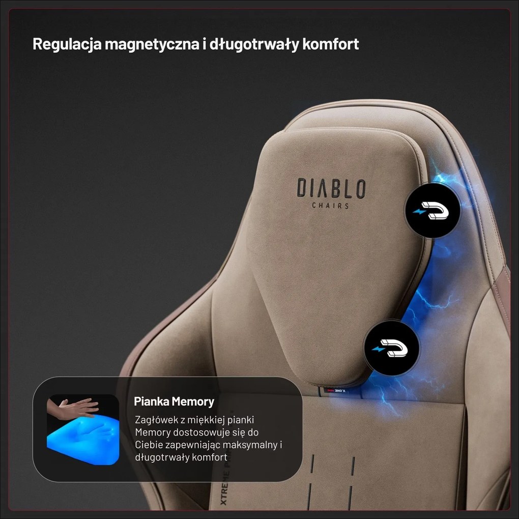 Fotel gamingowy materiałowy Diablo X-One Prime Normal Size, Elephant Grey