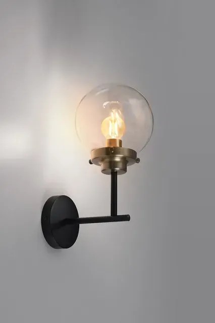 Industrialny kinkiet ścienny ze szklanym kloszem kulą - V132-Ryuk