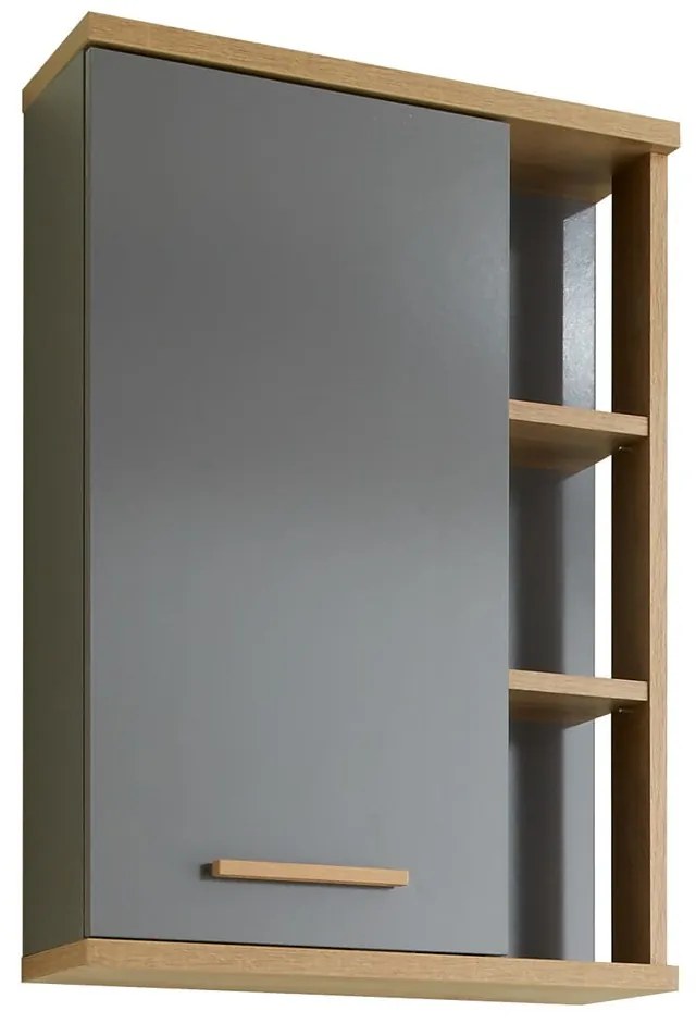 Szara wisząca szafka łazienkowa w dekorze dębu 50,5x74,5 cm Quickset 924 – Pelipal